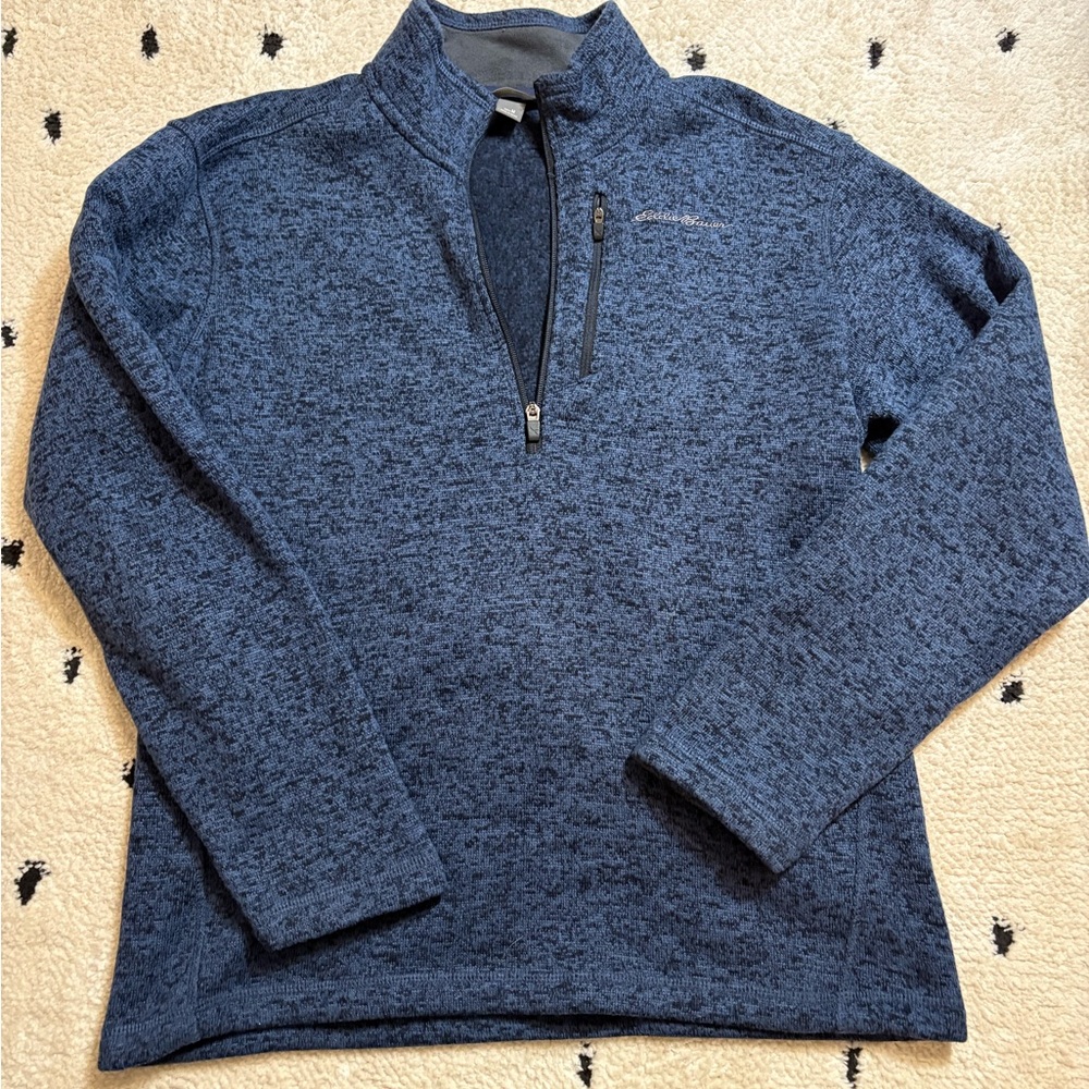 Eddie Bauer Zip Up Sweater in Blue with Cozy Knit and Versatile Style